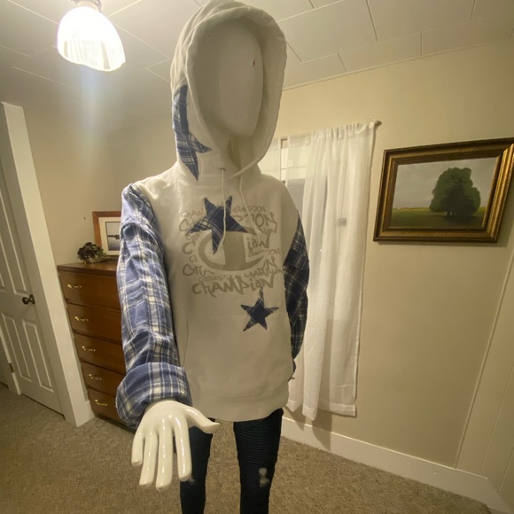 Upcycled Champion one-of-a-kind Dallas Cowboys thematic hoodie - Picture 1 of 5
